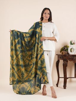Style Shoes - Handloom Block Printed Green Dupatta