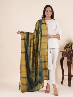 Style Shoes - Checkered Block Printed Green Dupatta