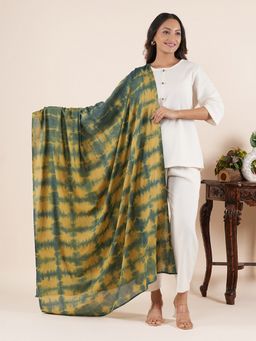 Style Shoes - Abstract Block Printed Green Dupatta