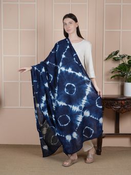 Style Shoes - Geometric Block Printed Blue Dupatta