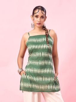 KAFTANIZE - Women Printed Print Green Short Kurti