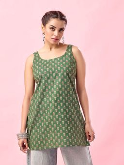 KAFTANIZE - Women Geometric Printed Green Short Kurti