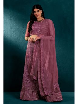 KVS FAB - Net Sequence Semi Stitched Pink Lehenga With Unstitched Choli And Dupatta
