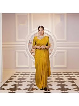 AMRUTKALA SAREES - Yellow Designer Banarasi Silk Kajiwara Saree With Unstitched Blouse