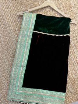 SHADES OF FAASHION - Velvet With Zari Lace Border Green Dupatta