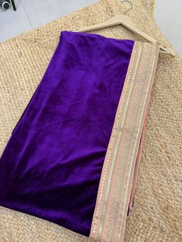 SHADES OF FAASHION - Velvet With Zari Lace Purple Dupatta