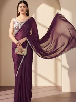 Niska - Purple Saree With Unstitched Blouse
