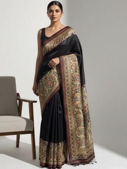 Niska - Paisley Printed Saree With Unstitched Blouse