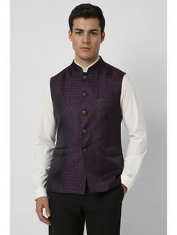 Van Heusen - Men Purple Woven Wedding Nehru Jacket