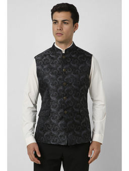 Van Heusen - Men Black Print Wedding Nehru Jacket