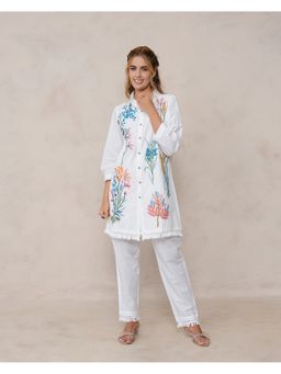 Zolo Label - White Embroidered Cotton Co-Ord Set