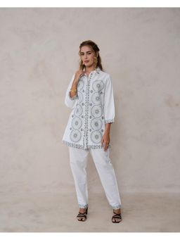 Zolo Label - White Festive Embroidered Cotton Co-Ord Set