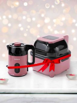 Fumato - Touch screen air fryer Rose & Electric Kettle (Black & Pink)