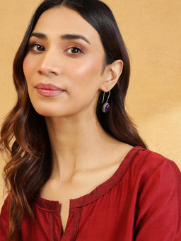 Fabindia - Purple Silver Dangler Earrings