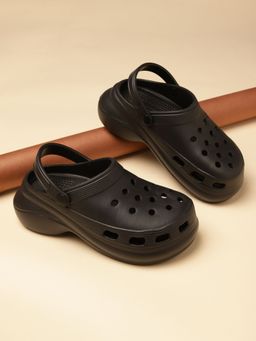 Truffle Collection - Black Self Design Clogs
