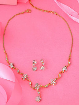 Estele - Gold Plated Cz Striking Necklace Set for Women