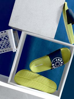 Jack & Jones - Green Logo Print Pool Sliders