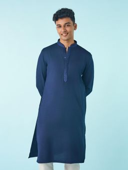 Diwas by Manyavar - Navy Blue Jacquard Kurta