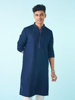 Diwas by Manyavar - Navy Blue Regal Radiance Kurta