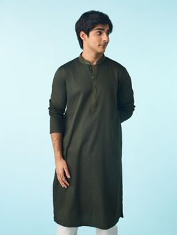 Diwas by Manyavar - Olive Green Elegance Kurta