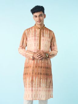 Diwas by Manyavar - Peach Printed Art Silk Kurta