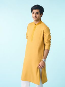 Diwas by Manyavar - Regal Yellow Textured Kurta