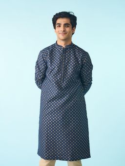 Diwas by Manyavar - Navy Blue Celebration Kurta