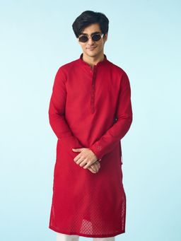Diwas by Manyavar - Regal Red Cotton Kurta