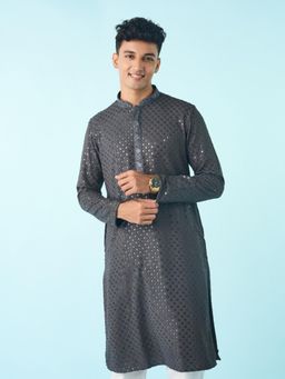 Diwas by Manyavar - Dark Grey Splendored Kurta
