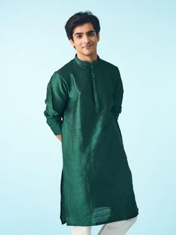 Diwas by Manyavar - Serene Dark Green Kurta