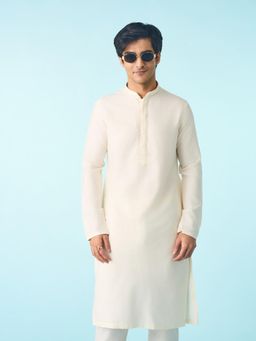Diwas by Manyavar - Radiant Cream Solid Kurta