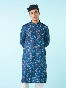 Diwas by Manyavar - Enchanting Navy Blue Printed Kurta