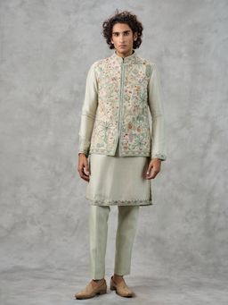 Twamev - Emerald Elegance Kurta with Trouser and Jacket