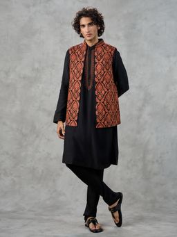 Twamev - Black Elegance Kurta with Churidar and Jacket