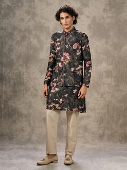 Twamev - Black Elegance Kurta with Trouser and Jacket