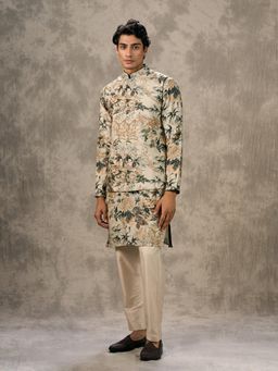 Twamev - Cream Elegance Kurta with Trouser and Jacket