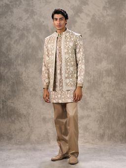 Twamev - Walnut Toned Kurta with Trouser and Jacket