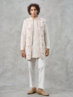Twamev - Regal White Kurta Jacket Ensemble