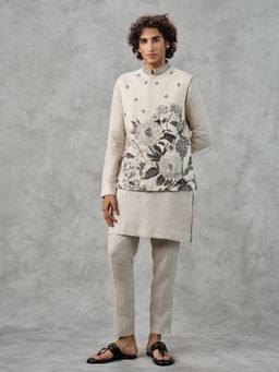 Twamev - Radiant Cream Kurta with Trouser and Jacket