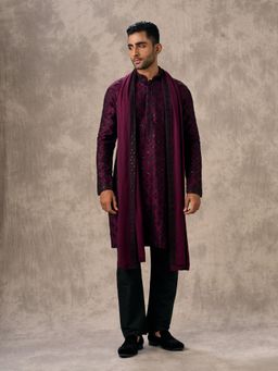Twamev - Glamorous Wine Kurta with Pant and Dupatta