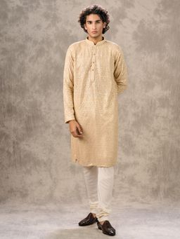 Twamev - Regal Beige Georgette Kurta with Churidar