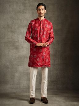 Twamev - Mesmerizing Red Kurta and Pyjama