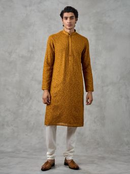 Twamev - Golden Mustard Kurta with Churidar