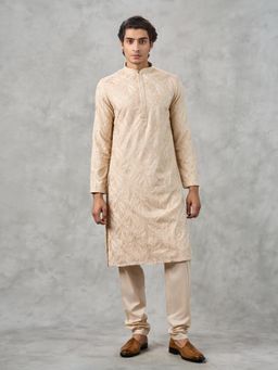 Twamev - Beige Georgette Kurta with Churidar