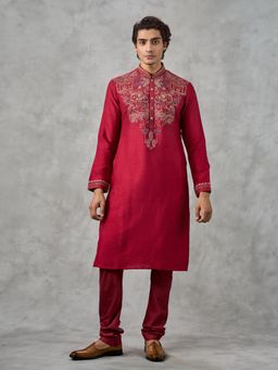 Twamev - Red Vineyard Elegance Kurta with Churidar
