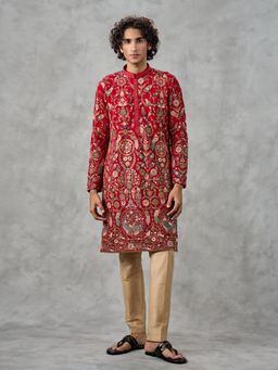 Twamev - Classy Red Georgette Kurta with Pant