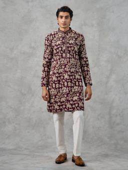 Twamev - Wine Elegance Kurta with Pant