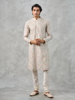 Twamev - Dapper Cream Cotton Kurta with Churidar