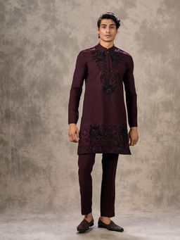 Twamev - Opulent Wine Kurta with Pant
