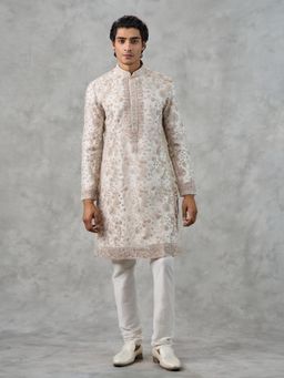 Twamev - Off White Organza Elegance Kurta with Churidar